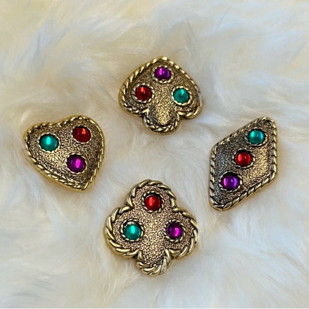 ❤️ Bundle of Vintage Jewel Button Covers with Faux Gemstones: Lot of 4